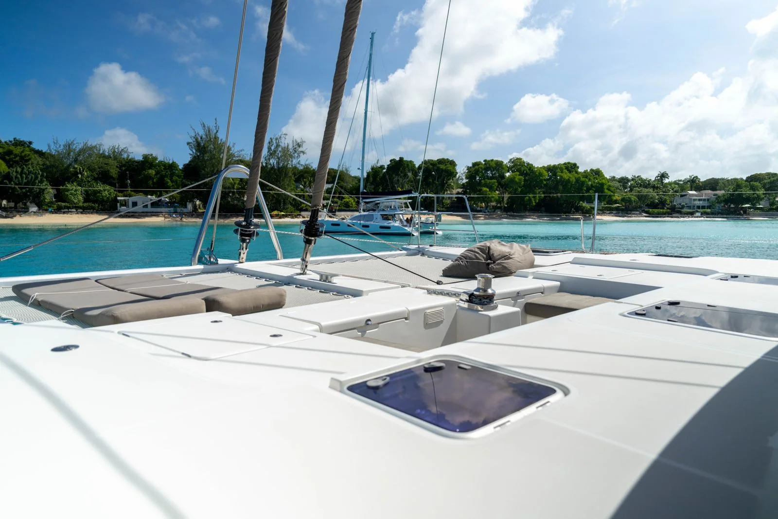 Breezy Days catamaran sailing along the Barbados coast